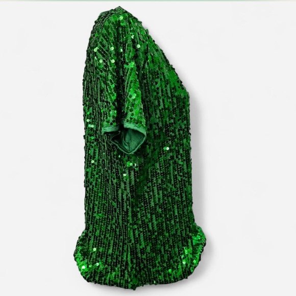 XL Green Sequin Sparkly Top Blouse Anna-Kaci Holiday Christmas Party Glam - Picture 5 of 9